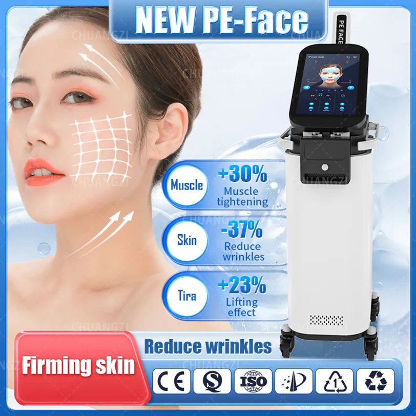 Machine à radiofréquence PE-FACE non invasive pour augmenter le collagène EMS RF Lifting du visage Resserrement de la peau Élimination des rides Augmenter le dispositif de beauté musculaire du visage