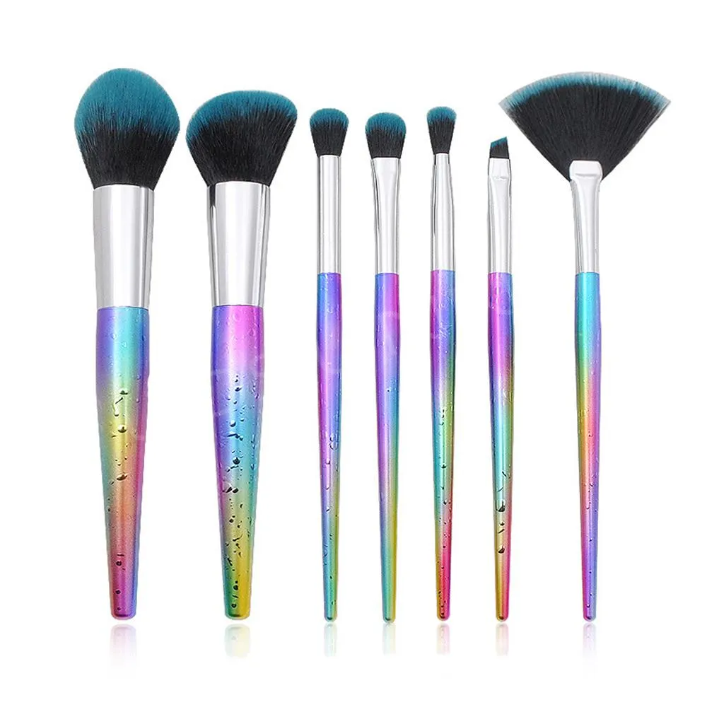 Borstar 10 bit makeup borstar Ställ in privat etikett Eyeshadow Brush Borr avsmalnande droppmönster Mask för Face Women Edge Brush Partihandel