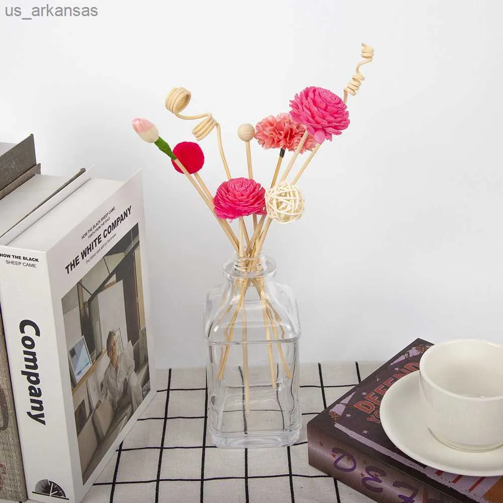 9PCS Red Artificial Flower Rattan Reed Fragrance Aroma Diffuser Refill Stick Diy Floral Home Decor Crafts L230523