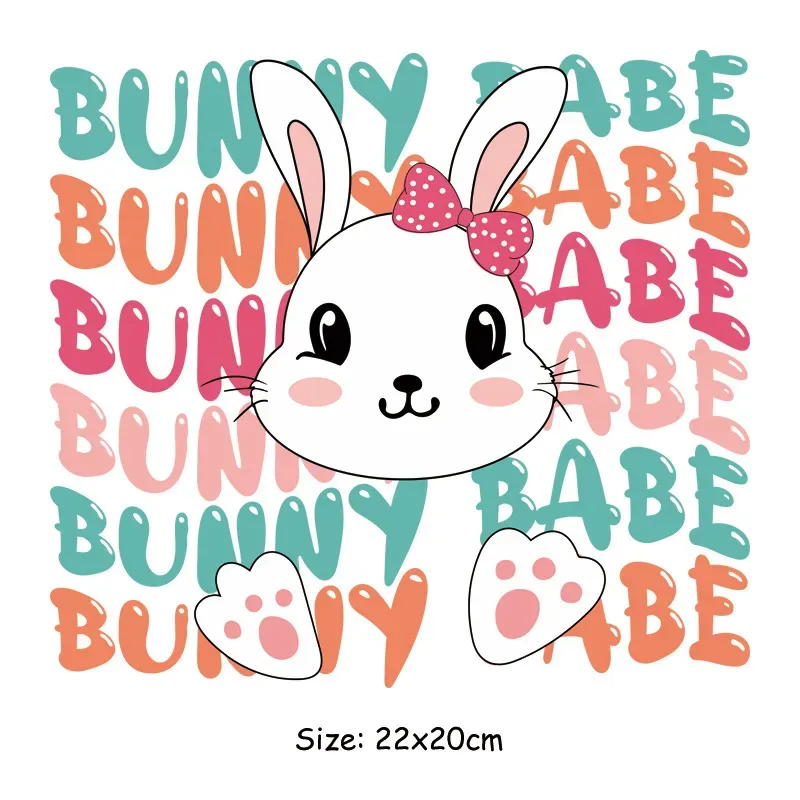 Easter Party Heat Transfer Logo Vinyl Washable Bunny Eggs Hunt Heat Transfer Stickers For T Shirt