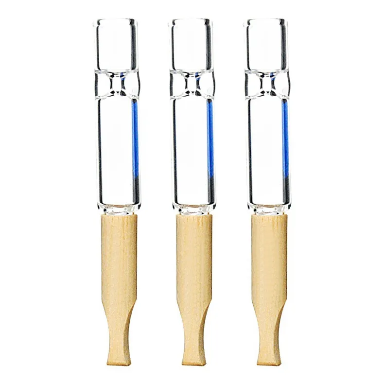 Mini portátil Pipes de madera natural Catter Bat Bat un bateador Tubo de vidrio de vidrio de hierba seca Tubo de vidrio extraíble