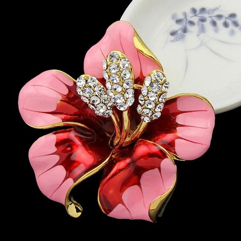 Broches Broches Or Fleur Diamant Broches Cor Émail Boutonnière Bâton De Mariage Broche Pour Femmes Hommes Mode Bijoux Cadeau Drop Delivery Dh8Jp