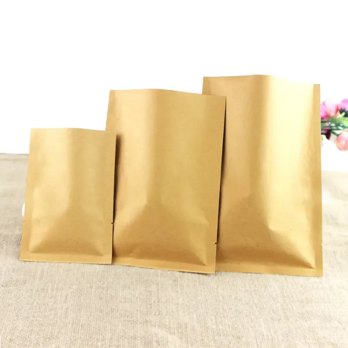 open top vacuum seal kraft brown paper package bags heat seal valve packing bags food storage packaging pouch bags