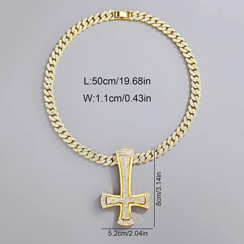 Hiphop 5A Crystal Cross Naszyjniki Mężczyźni Mężczyźni Kobiety Zakotrzymane kubańskie łańcuchy Miami Srebrna złota biżuteria Diamond Hip Hop Crystal N028