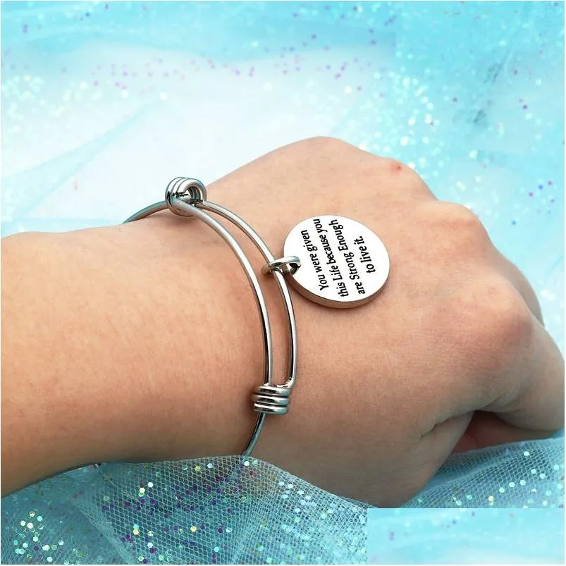 Charm Armbanden Top Kwaliteit Roestvrij Staal Uitbreidbaar Draad Vrouwen Inspirational Geloof Charms Vriendschap Bangle Sieraden Bestfriend Gi Dh47L