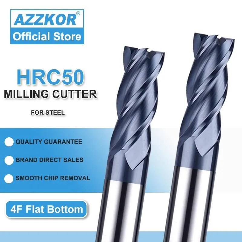 طحن طحن قطع سبيكة طلاء Tungsten الصلب أداة CNC Hing Endmill Azzkor Top Milling Cutter Kit Milling Hine Tools