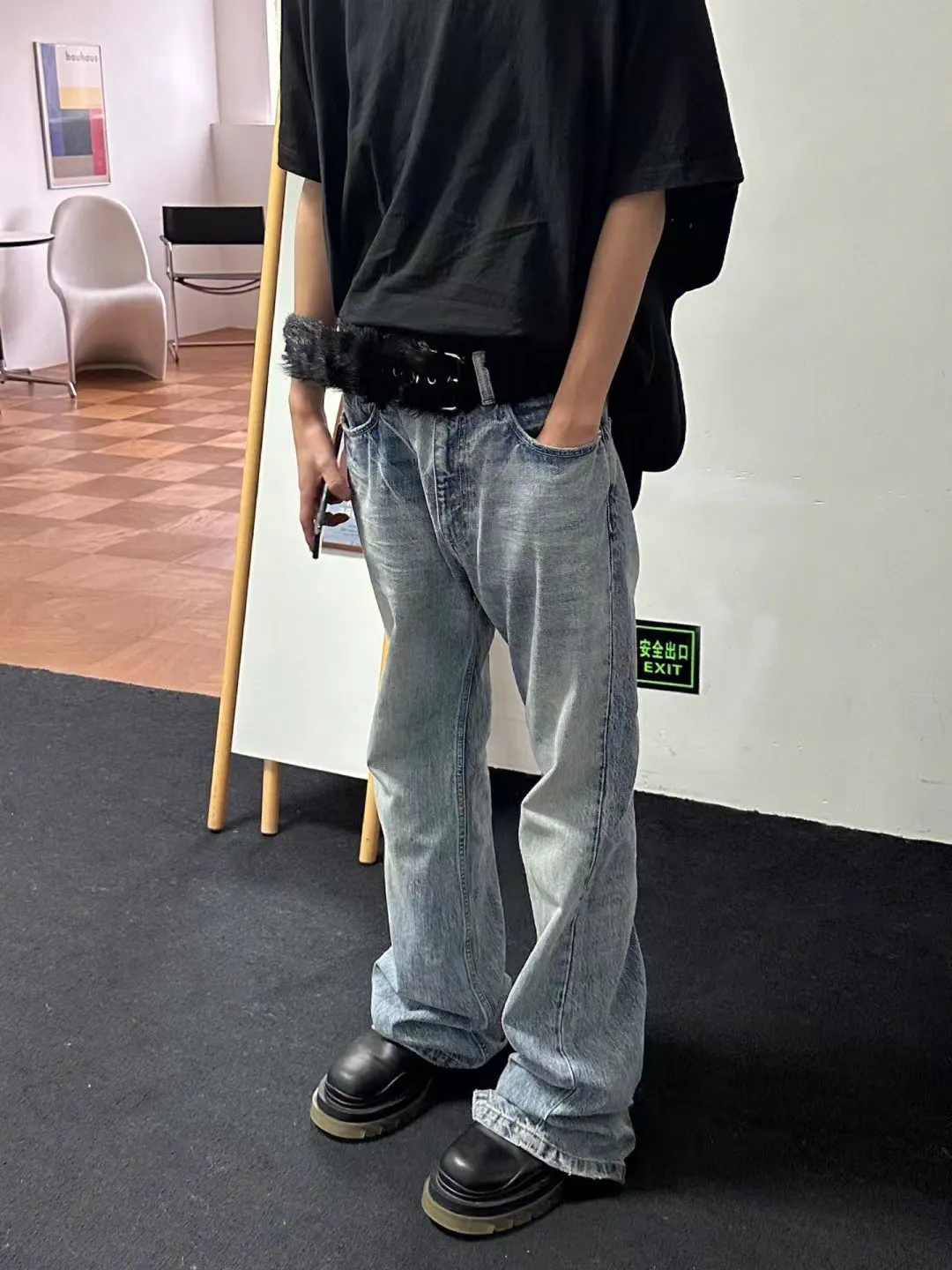 Pantalones Acampanados En Forma De Pantalones De Carga Para Hombre