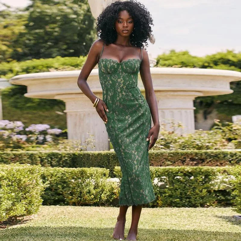 Robe verte midi hotsell