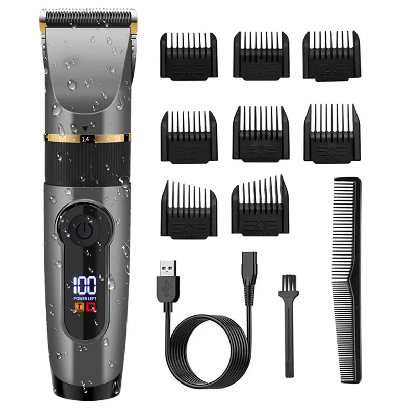 Electric Shavers Professional Cordless Hair Trimmer For Men Kit Adjustable Beard Body Hair Clipper Electric Rechargeable Haircut Machine Washable 230626