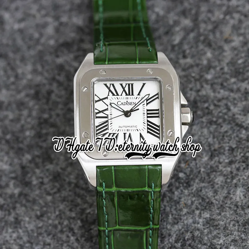 TWF V12 tw0010 Japan Miyota NH05 automatisch dameshorloge 36 mm 316L roestvrijstalen kast witte wijzerplaat Romeinse markeringen groene lederen band hoogwaardige damesmode horloges