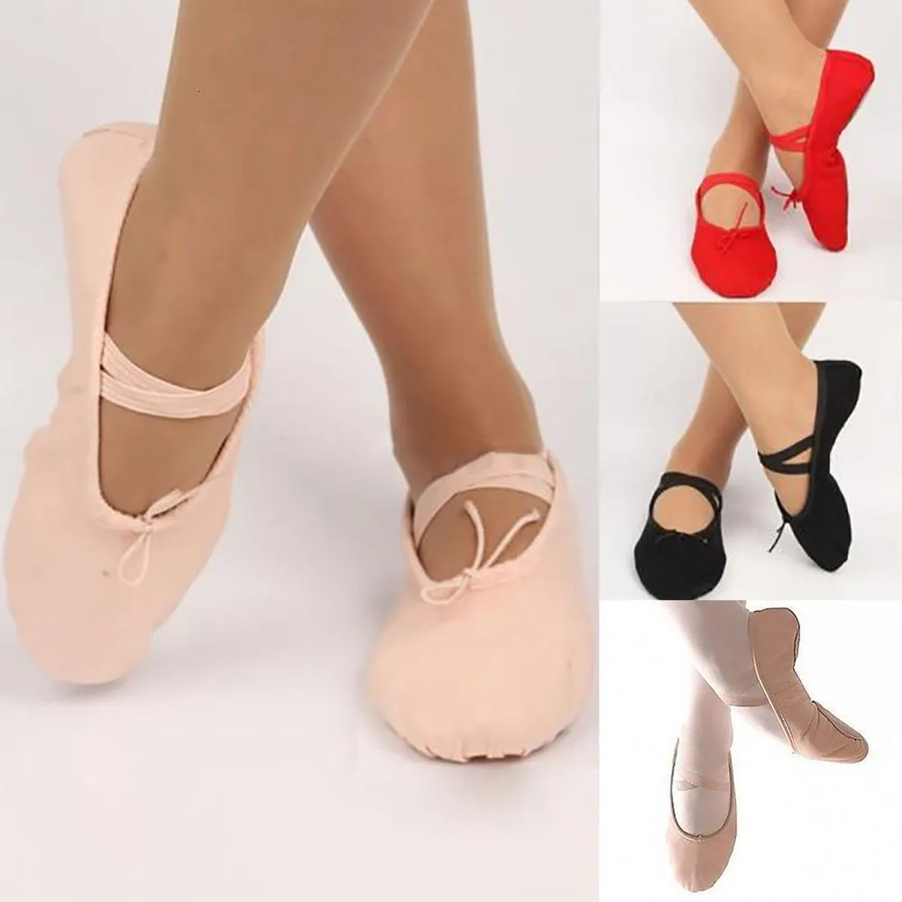 Sapatos baixos Meninas Lona Plana Cabeça Preto Branco Macio Zapatos De Punta De Ballet Chinelos BD Balé Barriga Ginásio Sapatos de Dança Ioga Crianças Mulher Homem 230605