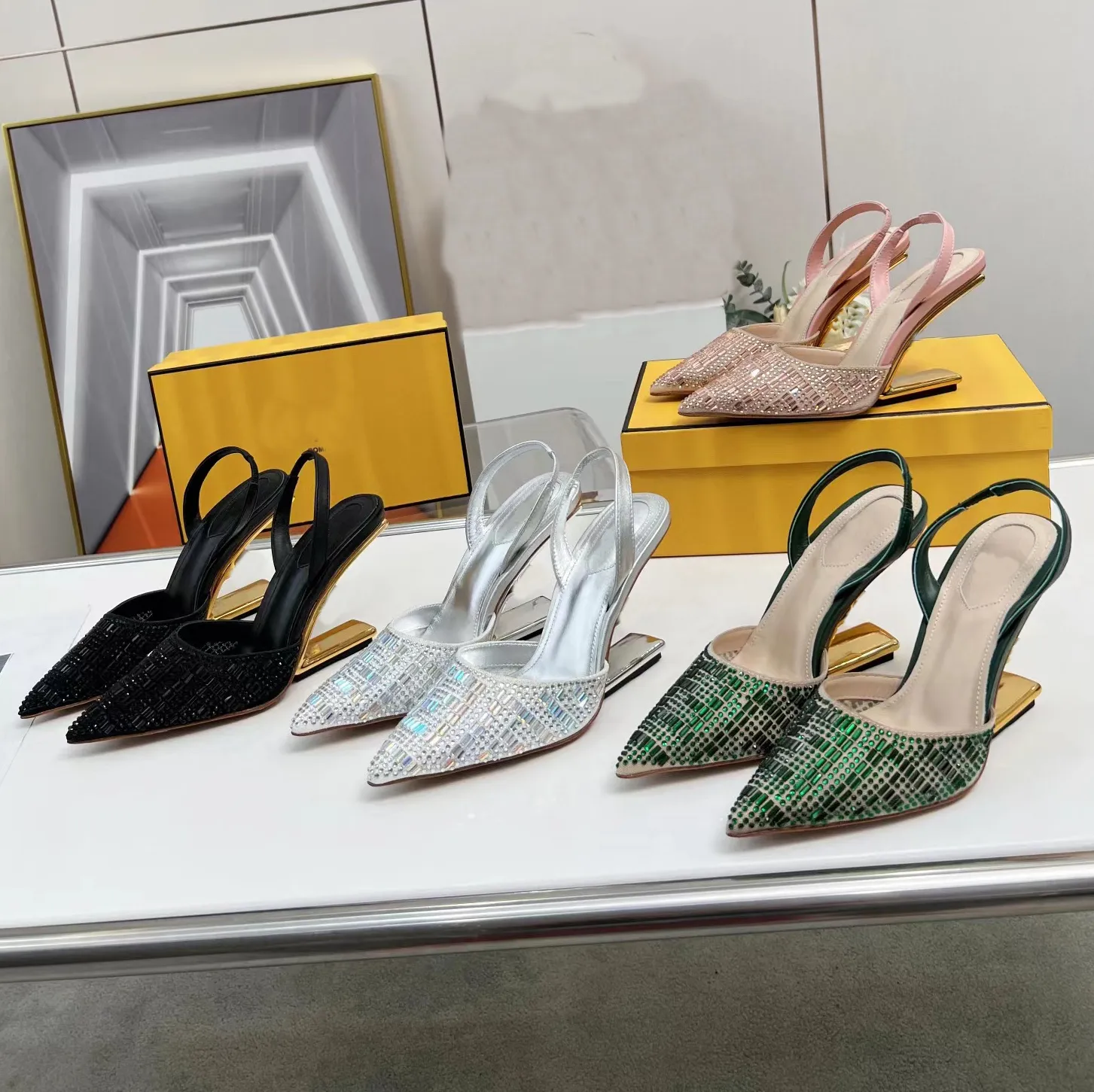 Escarpins Talons Hauts Femme Slingpumps – Sandales à Lanières, Mariage, Danse, élégantes, Avec Talon Block Ou Compensé