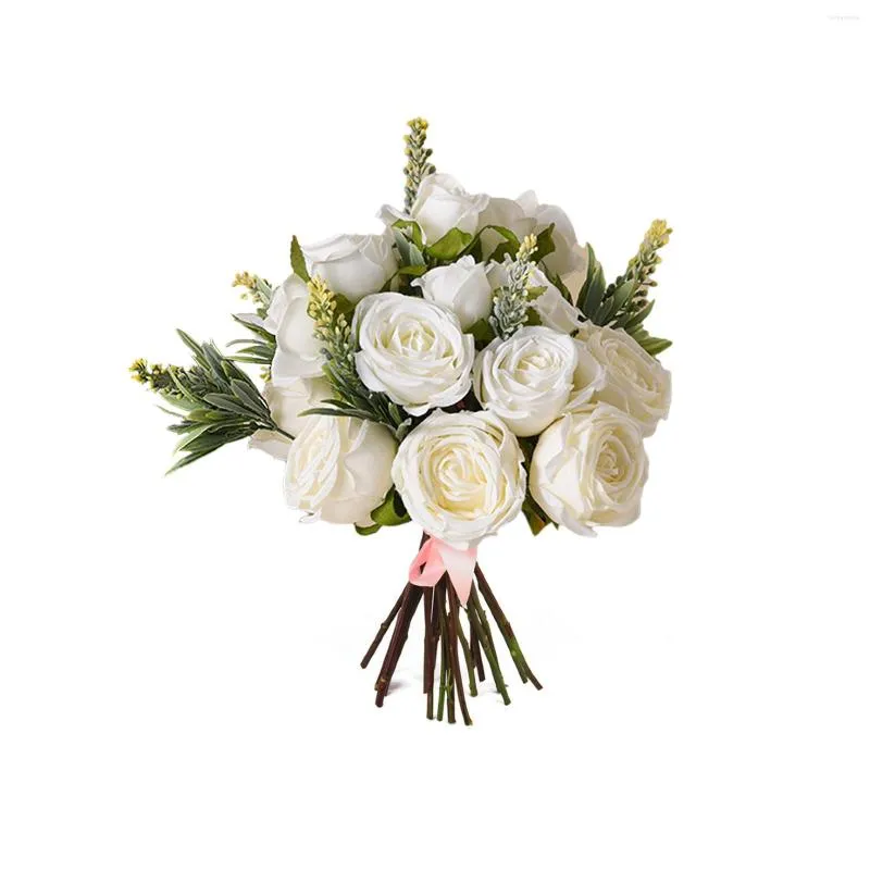 Dekorative Blumen Künstliche Seide Tuch Rose Bouquet Gefälschte Blume Hause Hochzeit Dekoration Party Liefert Po Requisiten Tisch Ornament