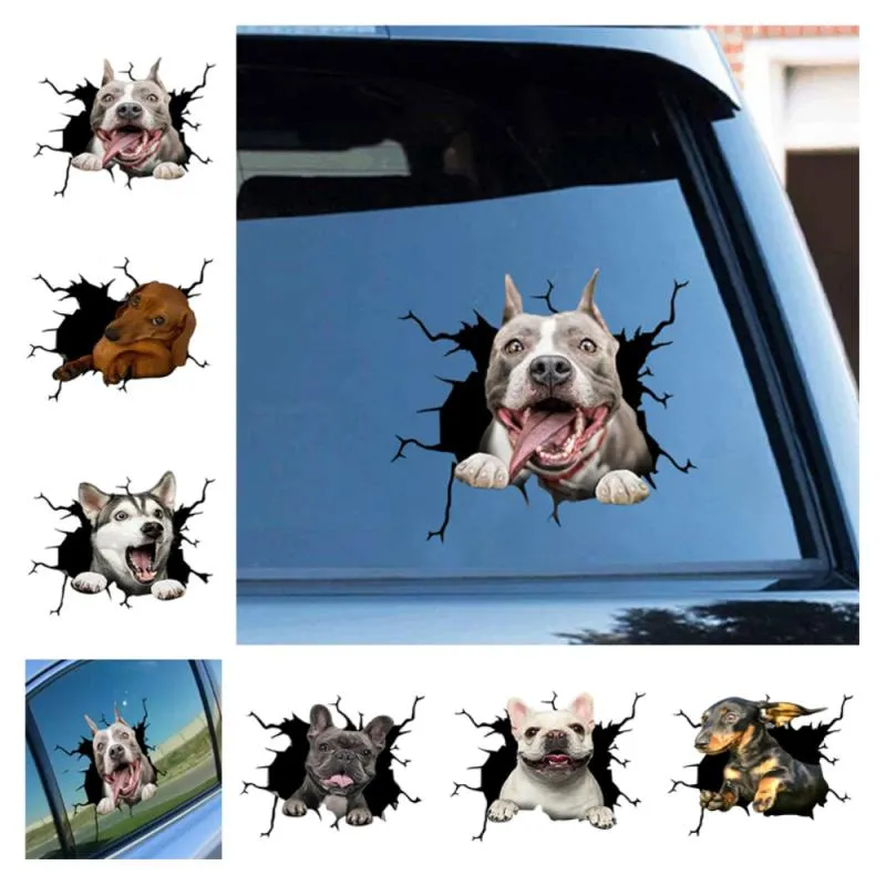 Dog Crack Car Sticker Creative Home Car Wall Windows Decoration Sticker Dachshund Bulldog Crack Toilet Sticker Fridge Sticker