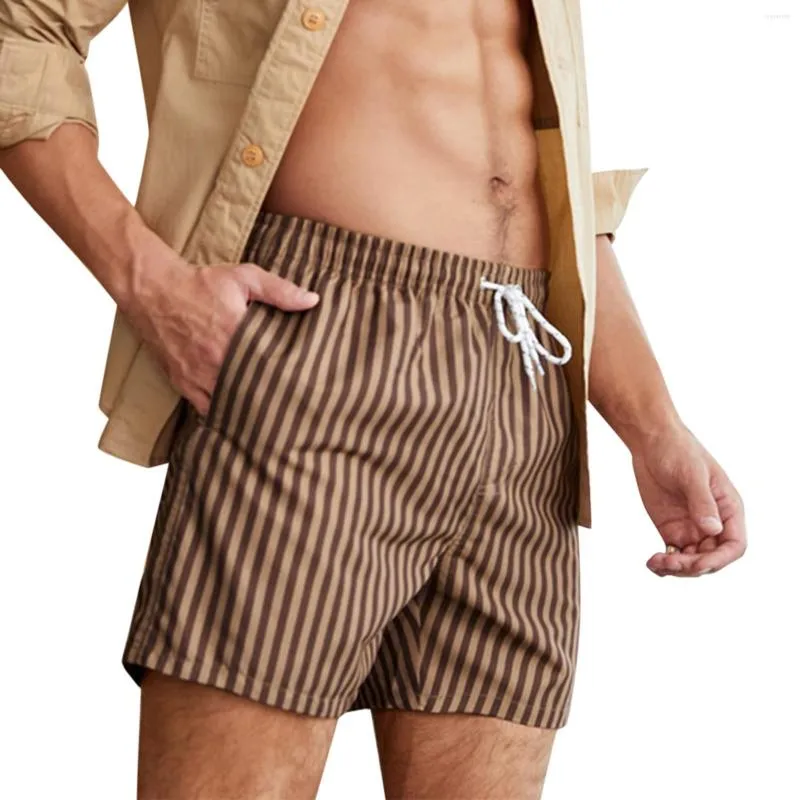 Pantaloni da uomo Cravatta casual da uomo Asciugatura rapida Moda europea e americana Stripe Costumi da bagno per uomo a mezza spiaggia larghi e sottili