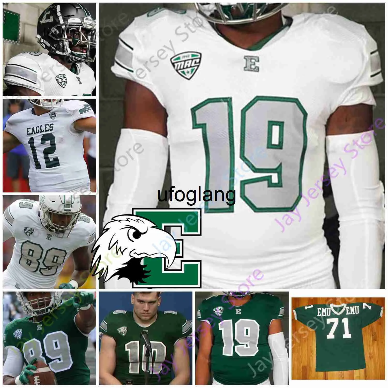 coe1 Custom Eastern Michigan EMU voetbalshirt NCAA College Maxx Crosb Mike Glass III Shaq Vann Arthur Jackson III Quian Williams Mathew Sexton