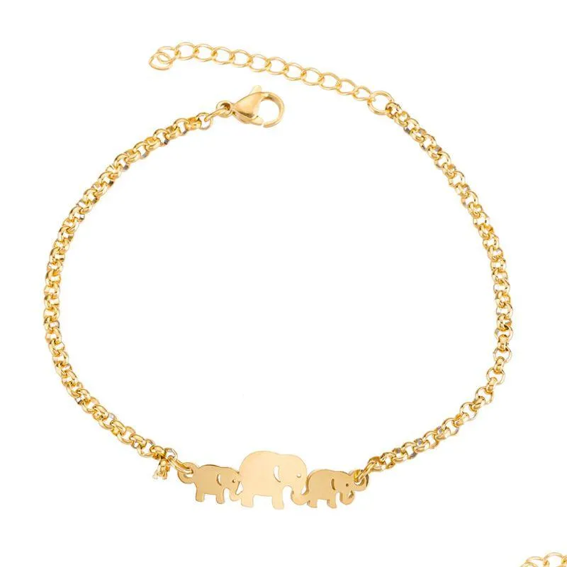 Charm Armband Elephant Farterfly Bangles Animal Chain Link Armband Kvinnligt rostfritt stål för kvinnliga tillbehör Drop Delivery Jewe Dhmzt