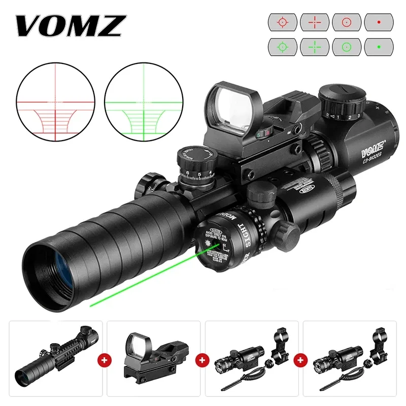 VOMZ 3-9X32 EG HANTING TACTICAL RIFLE SCOPE光学光景赤いイルミネートライフルスコープホログラフィック4 REDICLE RED DOTコンボ