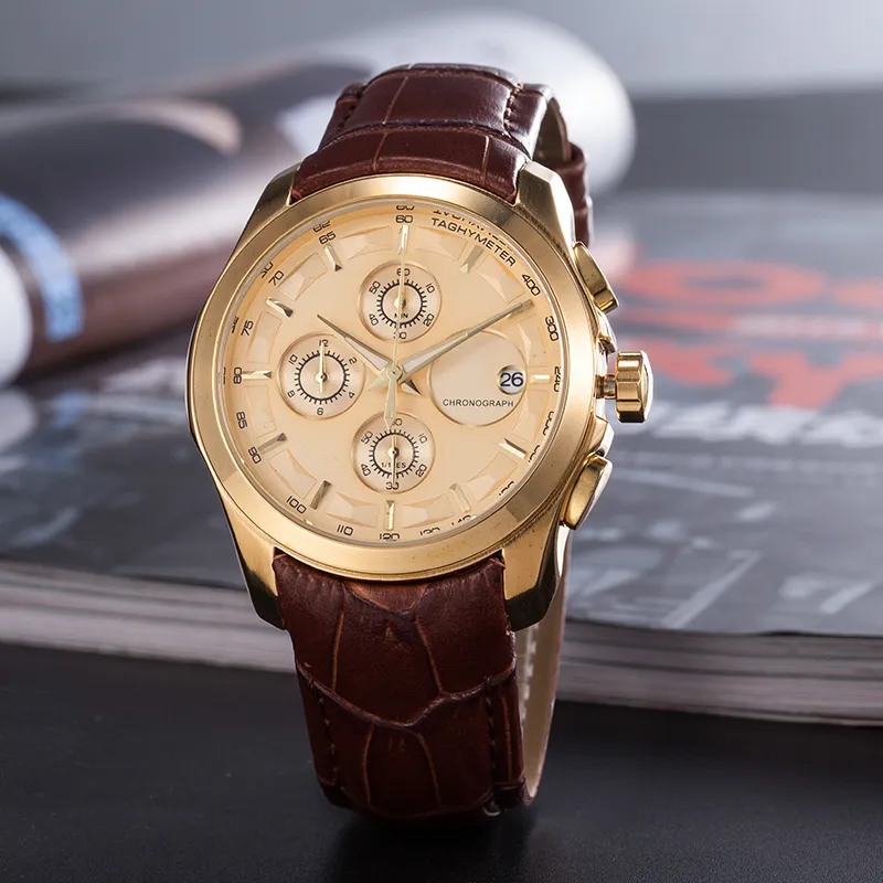 Klasyczny luksusowy kwarcowy zegarek, najlepszy projektant, wysokiej jakości moda, swobodny, sześcioosobowy bieg drugi, wielofunkcyjny kalendarz, wodoodporny pasek zegarkowy, zegarek