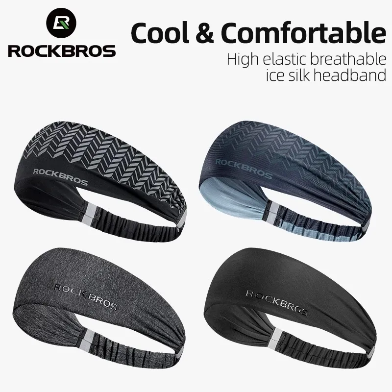 Sweatband Rockbros Cycling Sweatband för män Kvinnor Yoga Hair Bands Head Breattable Non-Slip Headwrap Safety Band Running Accessories 230605