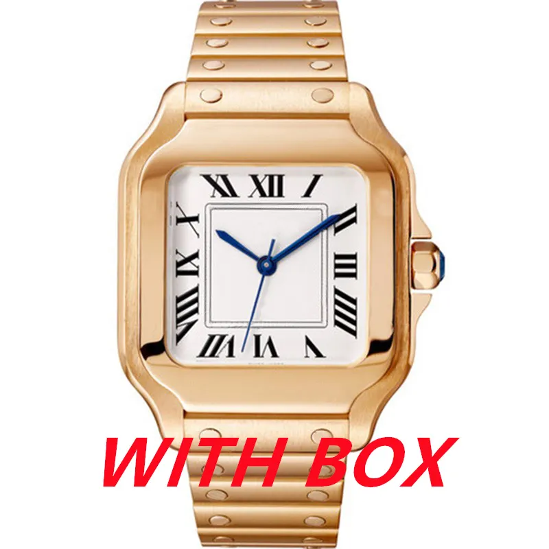 8mm Stainless Steel Automatic Mechanical Waterproof Square Couple Watches with Boxes
