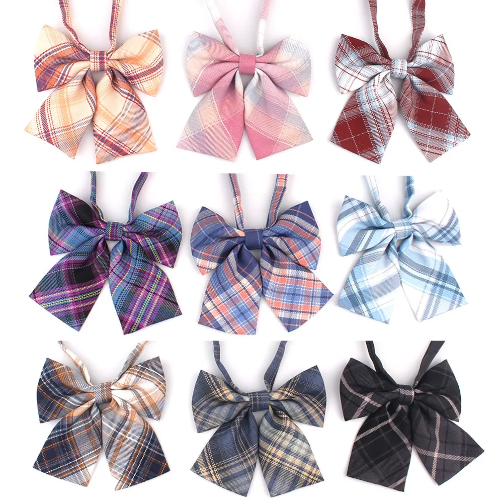 Neck Ties Ladies Plaid Bowtie Casual Bow tie For Women Uniform Collar Butterf Bowknot Adult Check Cravats Cotton Girls Bowties 230605