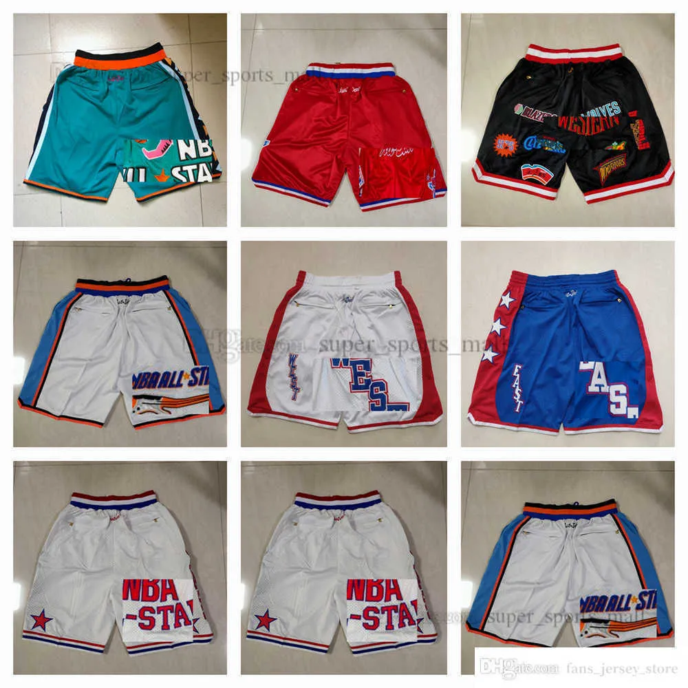 Basketball-Shorts mit echter Stickerei und 4-Taschen-Reißverschluss-Jogginghose, Mesh-Sporthose