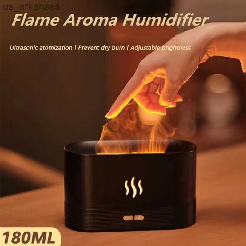 Aroma Esansiyel Yağ Difüzör Flame Difusor De Aromatizador Odası Ofis Ağır Sisli Mist Siyah Difüzör Hava Nemlendirici Maker L230523