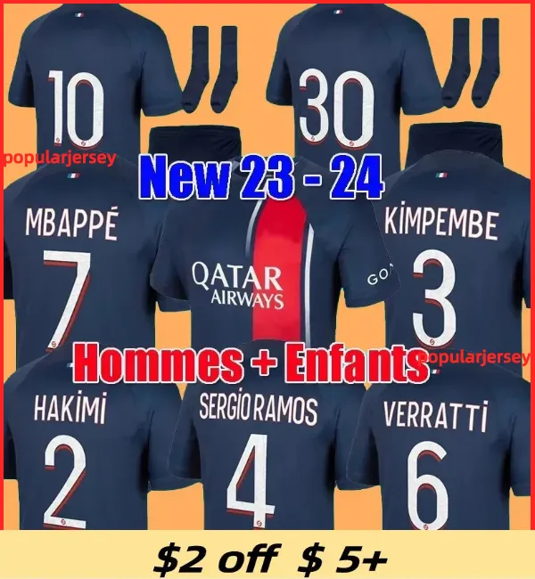 23 24 Fans Player Version MBAPPE Soccer Jersey 2023 PSGs SERGIO RAMOS ...