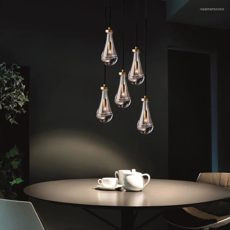 Lampy wiszące Nordic LED Crystal żyrandolu Crystaliczny oświetlenie przemysłowe Wyspa kuchenna E27 Light