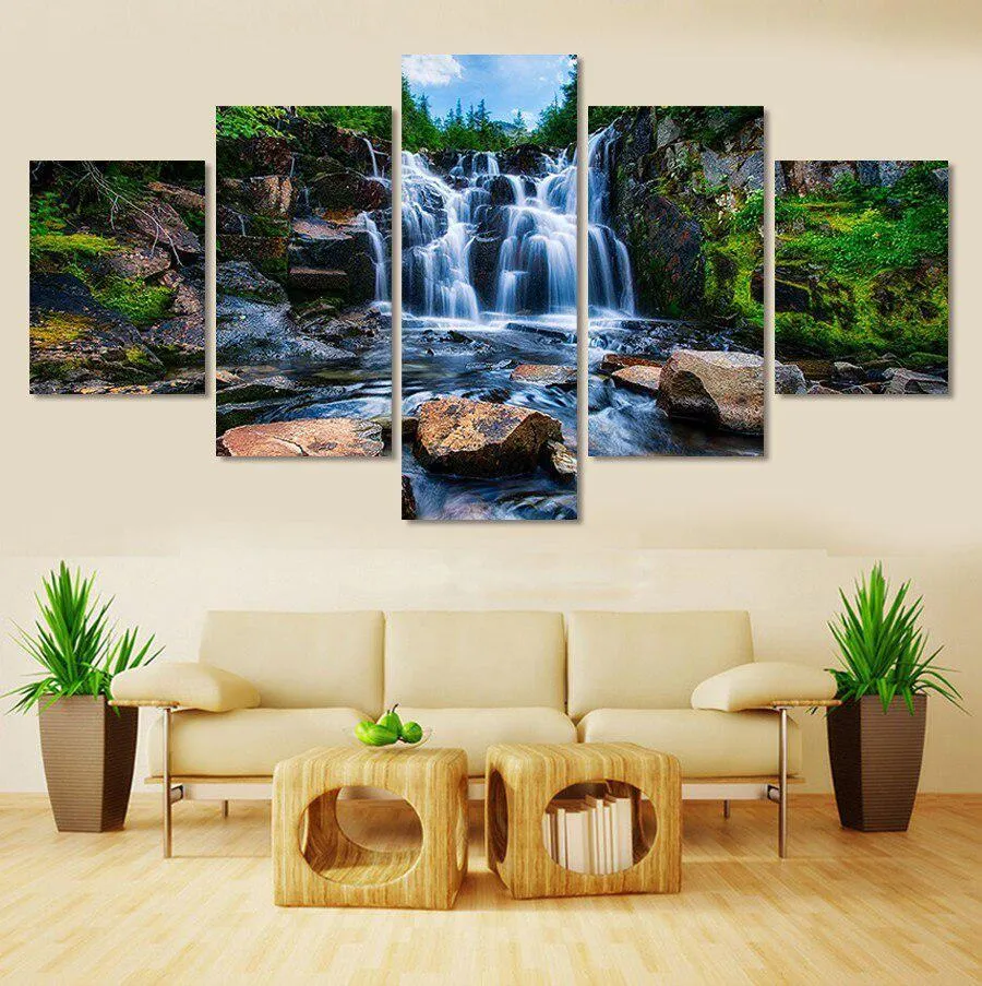 Stitch HUACAN 5pc Multipicture Diamond Painting New Waterfall 5D DIY Diamond Embroidery Sale Landscape Rhinestones Mosaic Handicraft