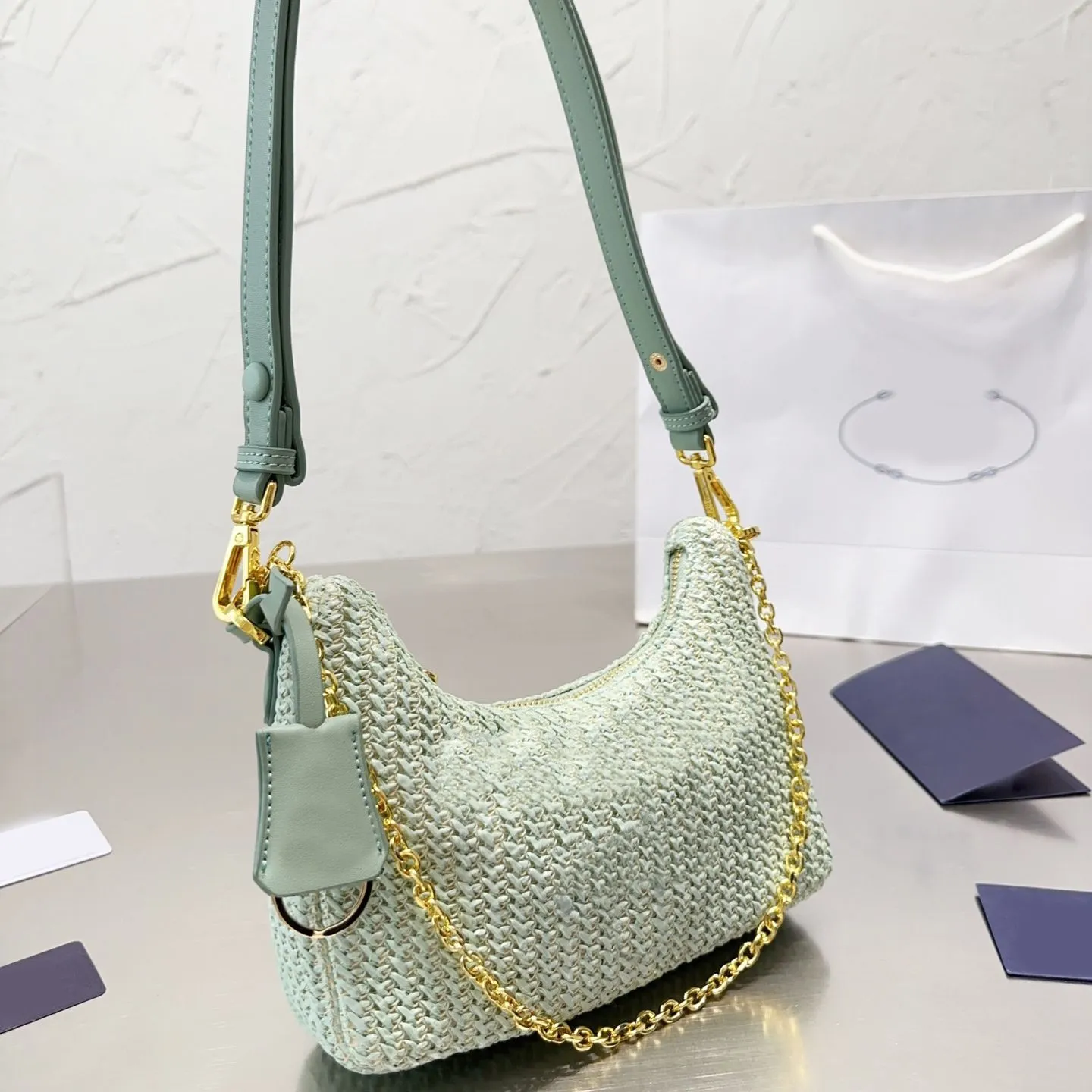 2023 Cadenas de paja Bolsos de hombro Axilas Diseñador Marca Bolso Tote Crossbody Bolsos de lujo Bolso Bolso de moda Mujer Carta Monedero Teléfono Monedero