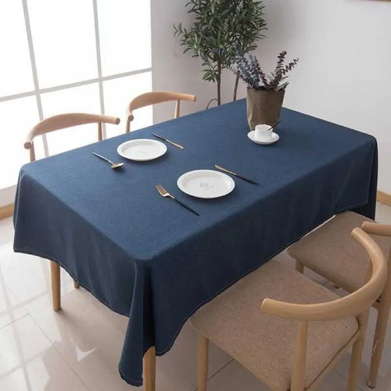 Toalha de mesa Pano de cor pura algodão e linho para engrossar a mesa de vento contraída R230605
