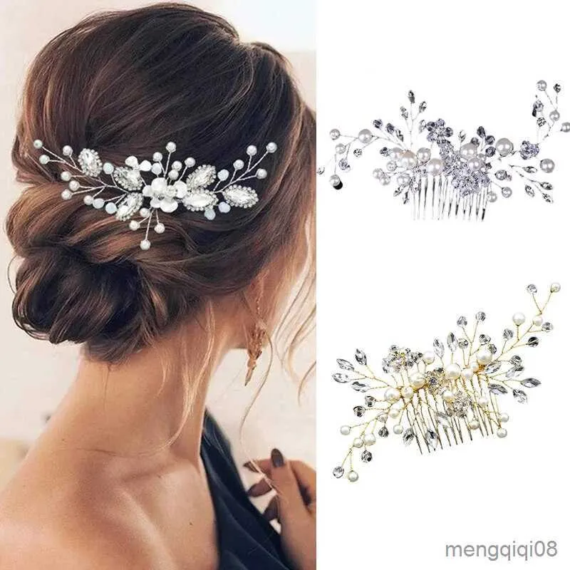 Autre peigne de cheveux de mariée de luxe cheveux de mariage en or blanc accessoires de cheveux de mariage vigne de cheveux avec peigne pour les mariées