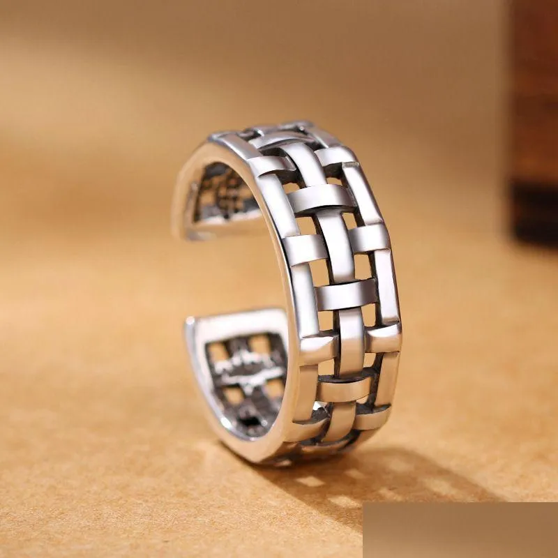 Band Rings Ancient Sier Knit Weave Cross Ring Finger Hollow Open Adjustable Women Men Fashion Jewelry Will And Sandy Drop Delivery Dhsi3