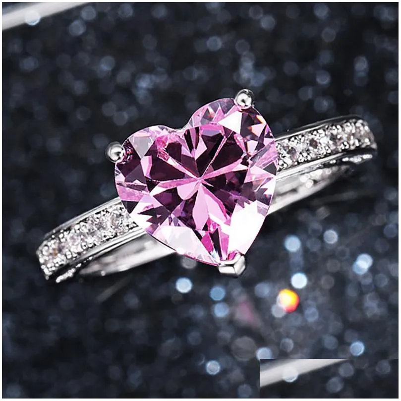Улишник Кольцо Сердце Циркон обручальные кольца алмаз для женщин любовник Ванлентины подарки с капля