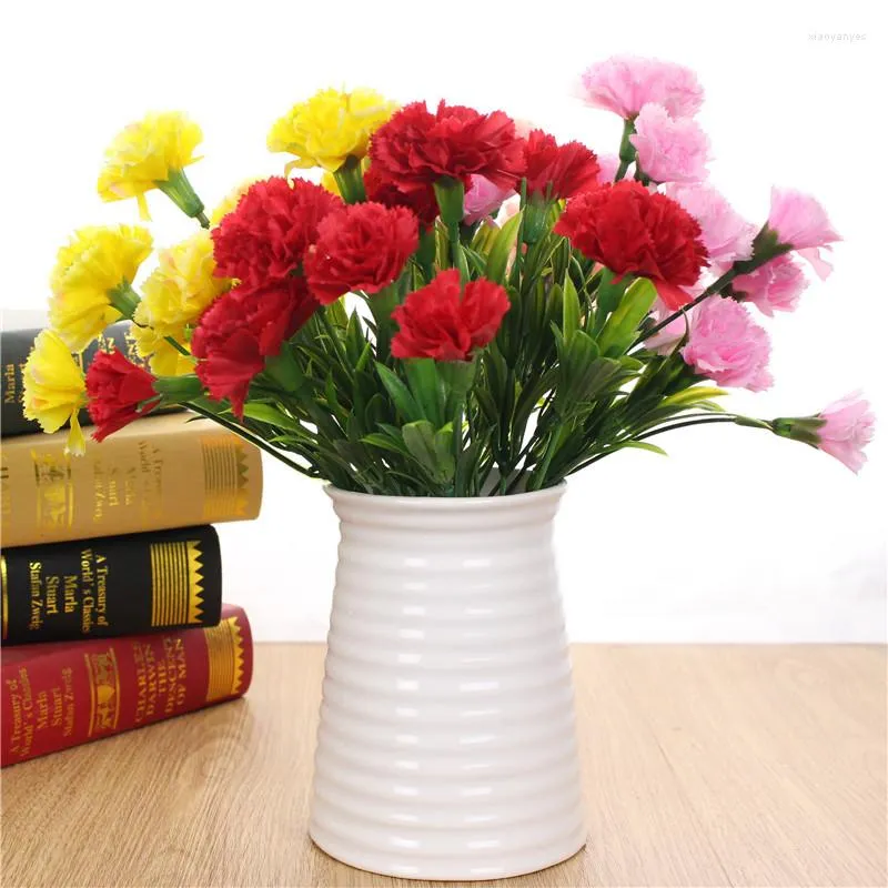 Flores Decorativas 10 Cabeças Simuladas Buquês de Cravos Presentes para o Dia das Mães Professores Decorar Cravos Em Casa Casamento Jardim Ao Ar Livre