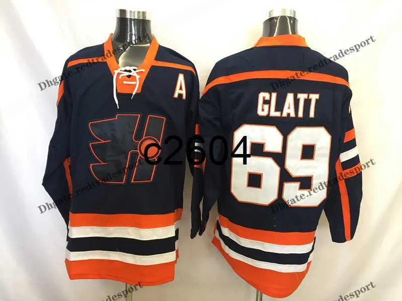 c2604 Mens New Halifax Highlanders GOON Movie Hockey Jerseys Cheap #69 Doug Glatt GOON Movie Hockey Jerseys Vintage Blue S-XXXL