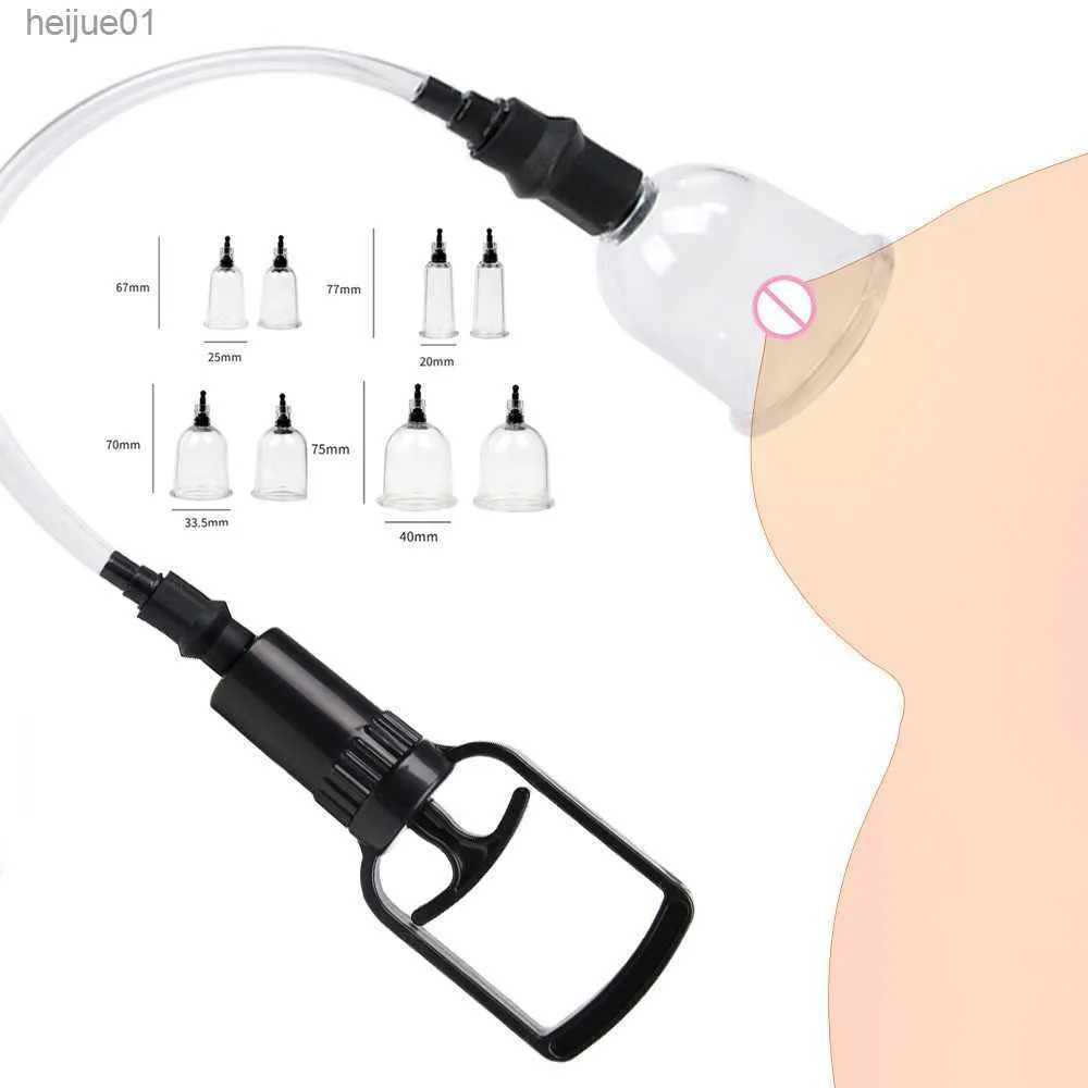 Vacuum Pump Breast Sucker Nipple Stimulation Clamp Sexy Chest Suction Massage Clip Enhancemen Enlarger Adult Sex Toys For Women L230518