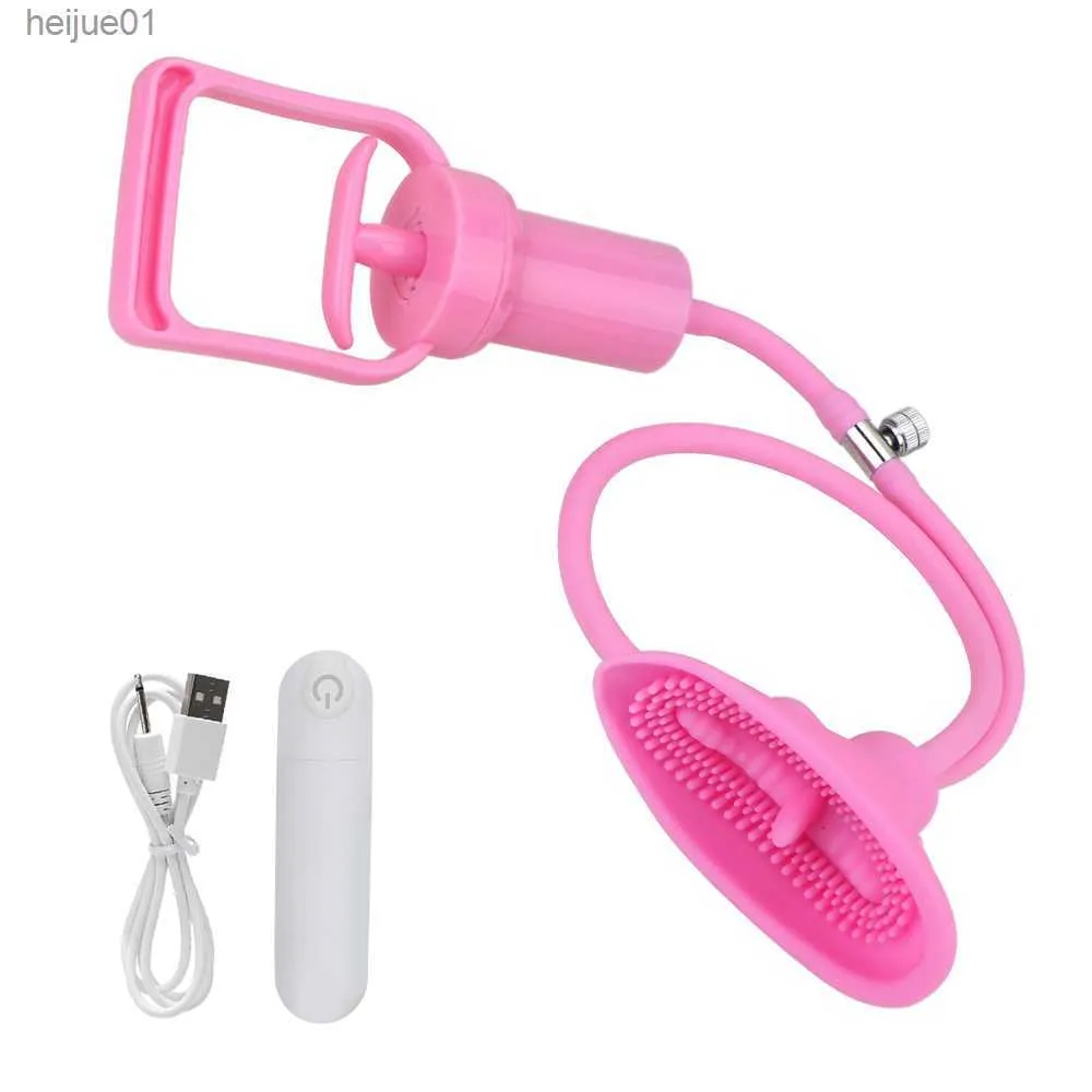 With Vibrator Manual Pussy Pump Female Breast Massager Vaginal Clitoral Suction Cup Vacuum Pump Cover Nipple Stimulator Sex Toy L230518