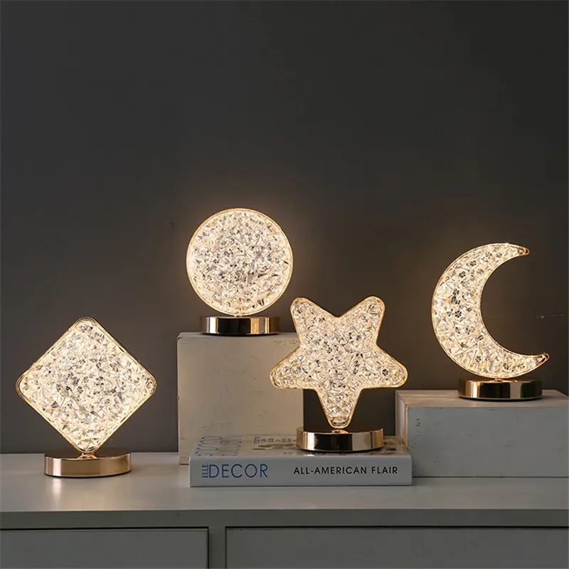 30 Uds. Lámpara de mesa Led Star Moon, 3 colores, decoración de escritorio, luz nocturna, recargable por USB, luces de iluminación románticas para cabecera