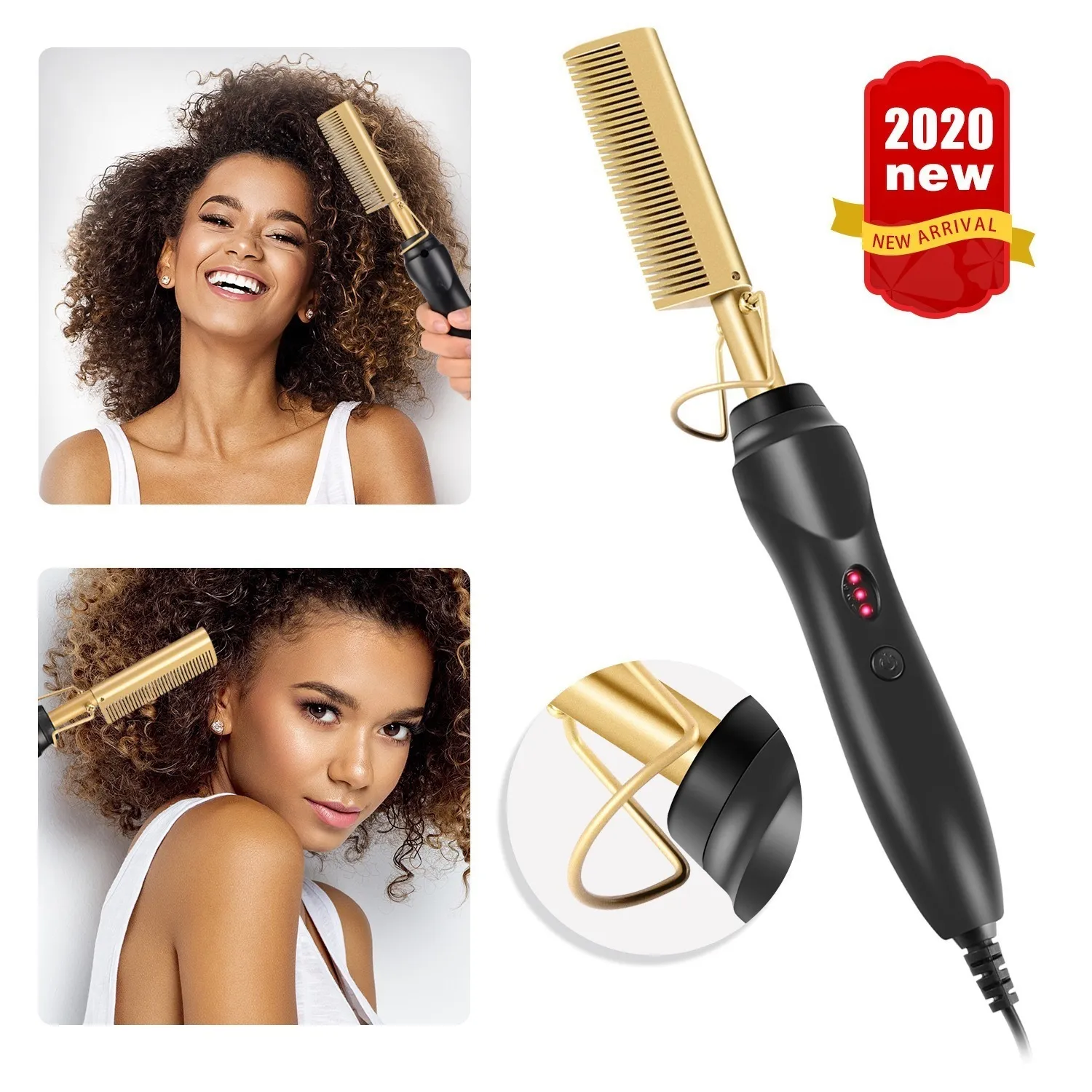 Curling Irons 2 na 1 grzebień Elektryczny elektryczny prostownica włosów Curler mokro sucha użyj włosów płaskie żelazo grzebień grzebień do włosów 230605