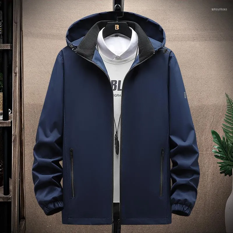Mens spring jacket with clearance hood