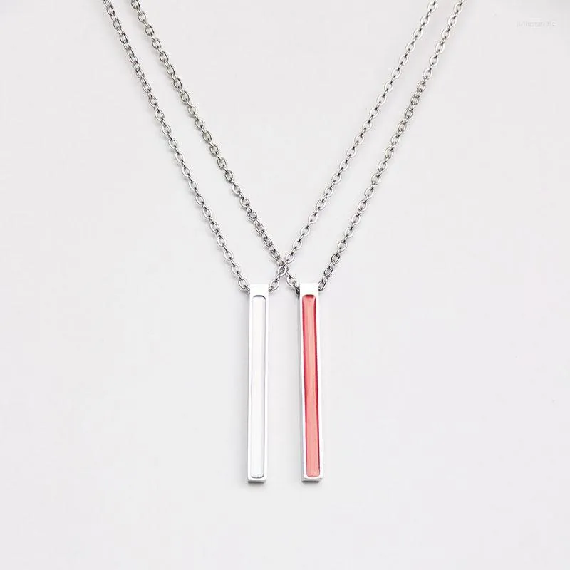 Produit de colliers pendentif/1 pièce/collier barre verticale blanc et rouge cadeau élégant simple bonne chance