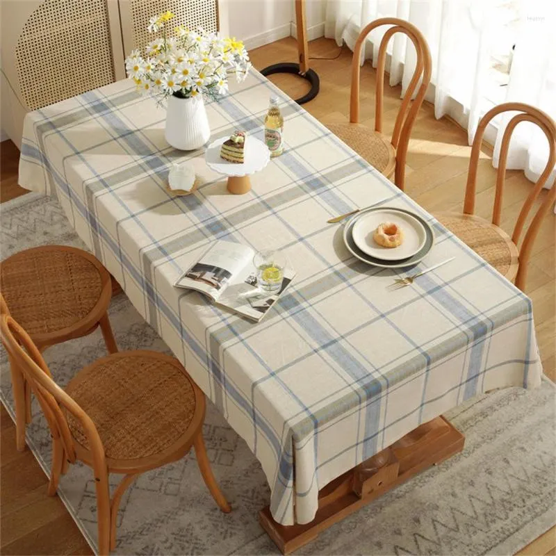 Nappe de table Nappe de ménage Tout en polyester teint en fil Jacquard Hit Color Plaid Tapis anti-poussière rectangulaire