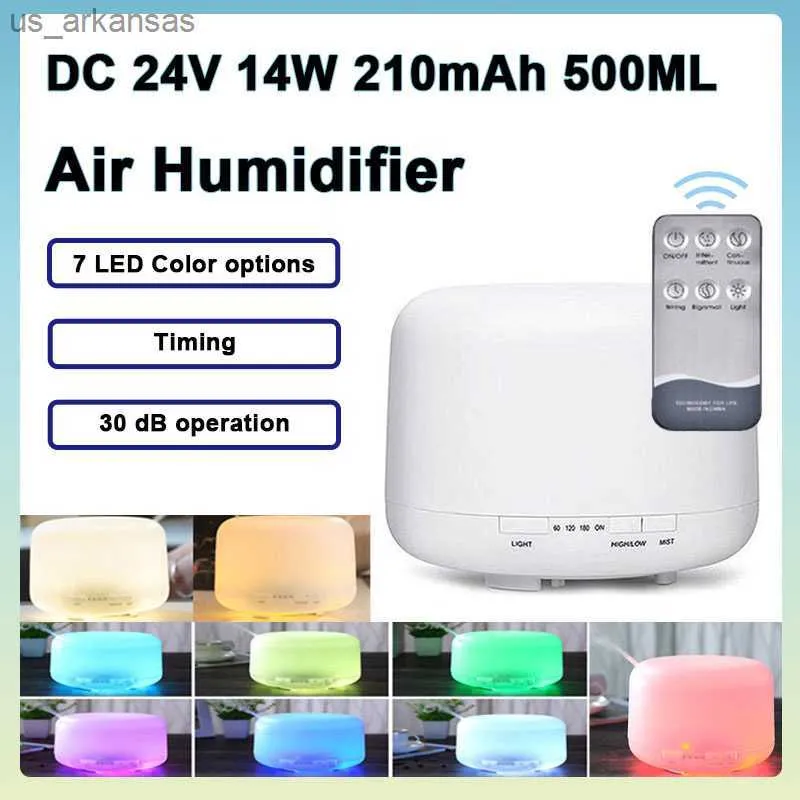 DC 24V 14W 500ml 210mAh Hava Nemlendiricisi Ev Elektrikli Koku Makinesi Ultrasonik Serin Mist Yapıcı LED uçucu Yağ Difüzör L230523