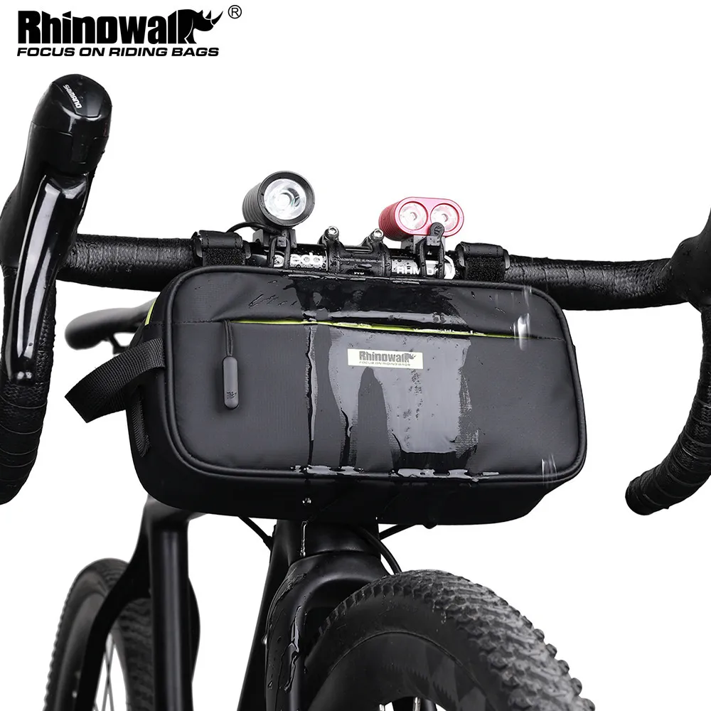 パニエバッグRhinowalkハンドルバーバッグ防水自転車バッグフレームパニエバッグ多機能ポータブルショルダーバッグバイクアクセサリー230606