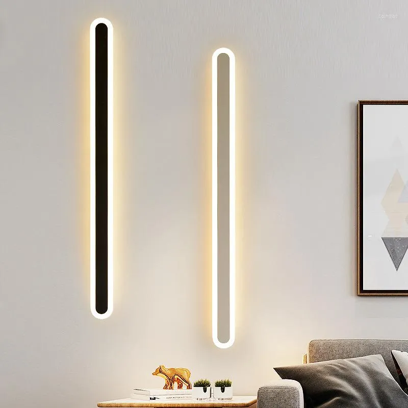 Lampada da parete LED nordico creativo minimalista nero/bianco plafoniera in acrilico adatta per decorare lo sfondo del soggiorno all'aperto