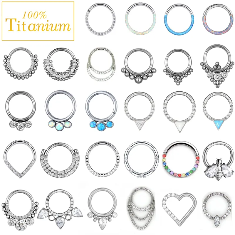 Burun Halkaları Saplamalar F136 Piercing Takı Seti Septum Perging Burun Halkaları Zirkon Hoop Küpeler Kıkırdak Helit Daith Daith Tragus Clicker 230605