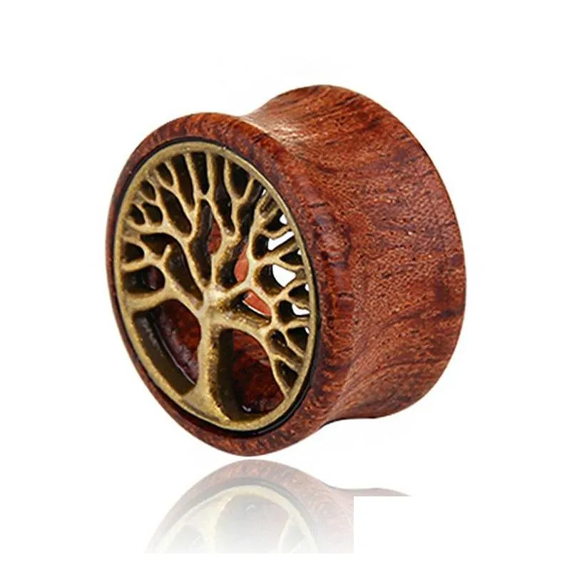 Tree Of Life Wood Ear Gauges Wooden Ear Tunnels, Flesh Expander, Stretcher Ear Piercing Jewelry